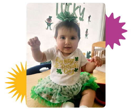 Baby developing motor skills at Learning Center Live Oak infant program San Antonio