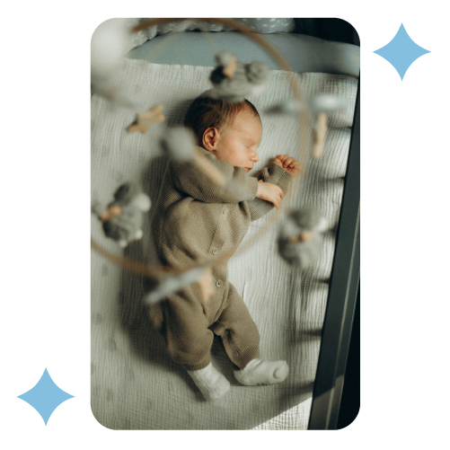 Sleeping baby following safe sleep practices at Learning Center Live Oak infant care