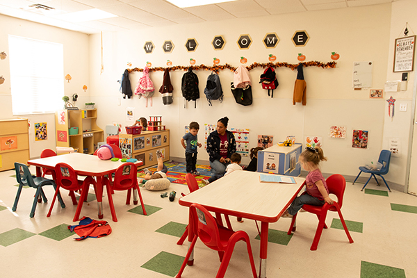 Preschool classroom where children learn and play at Bright Beginnings daycare in Kerrville, Texas.