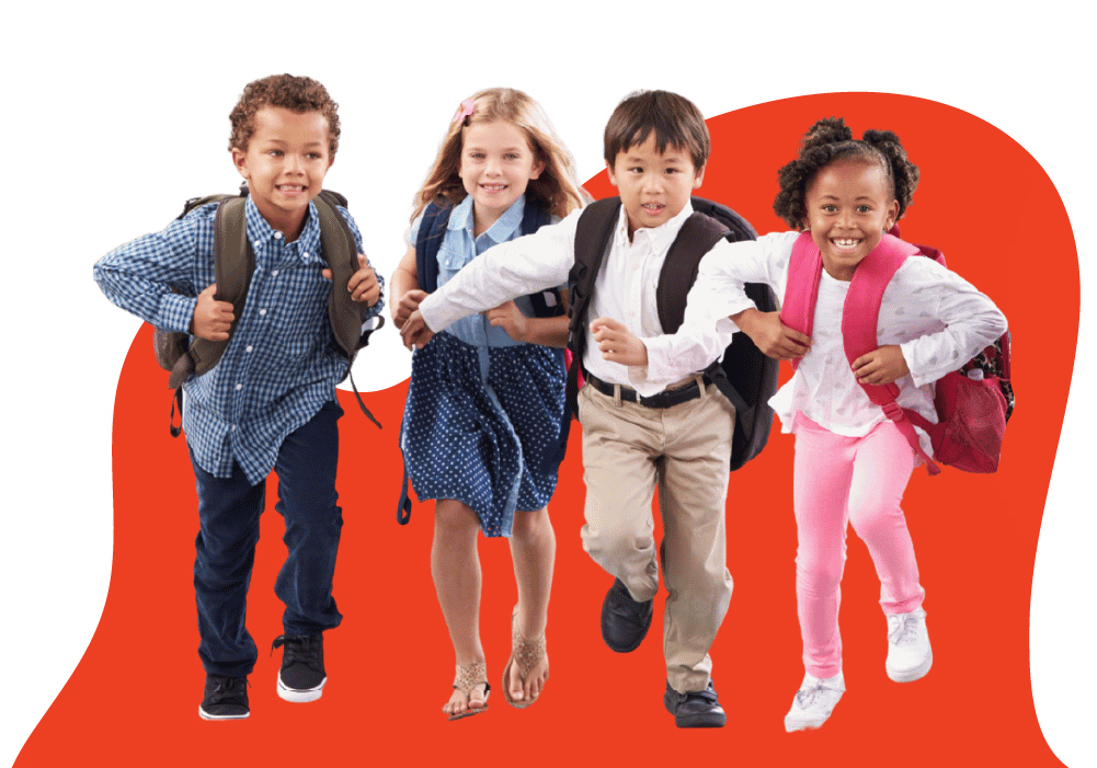 School age children with backpacks at Learning Center Live Oak after school program San Antonio Texas