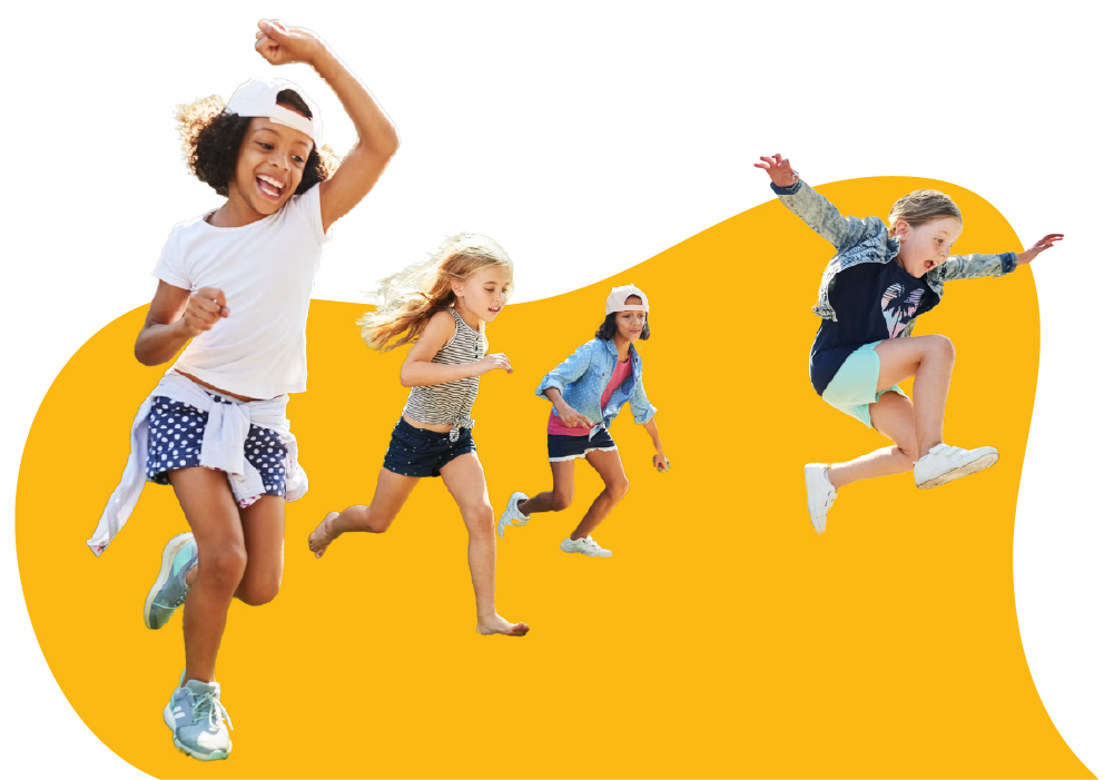 Children jumping and playing at Learning Center Live Oak summer camp San Antonio Texas