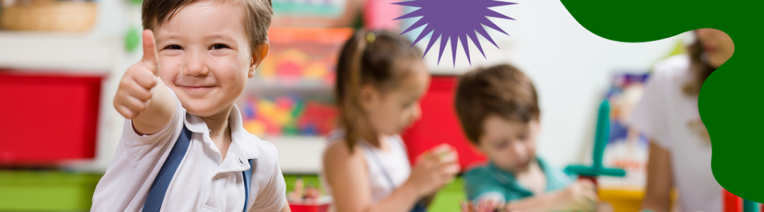 Smiling preschool child giving a thumbs up at Kerrville's Bright Beginnings